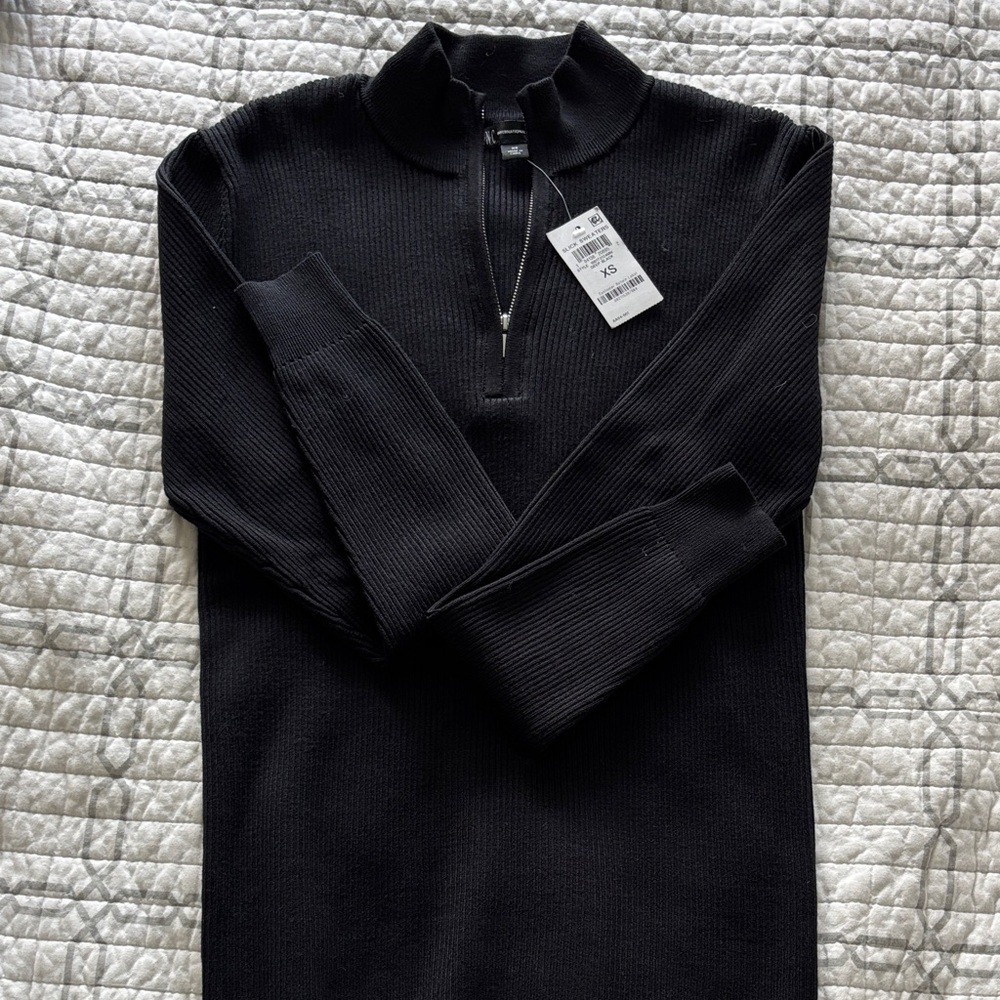 INC International Concepts Men's Black Half-Zip Ribbed Sweater